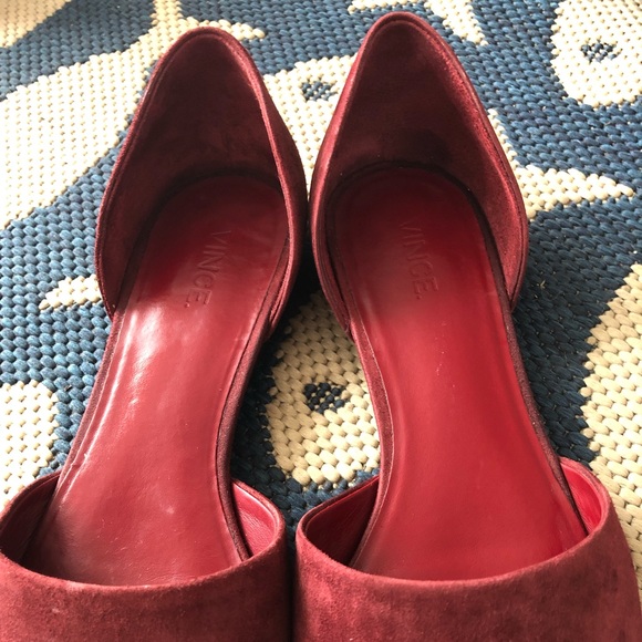 Vince Nina Suede d’Orsay Point-toe Flats RedRust - Picture 6 of 10